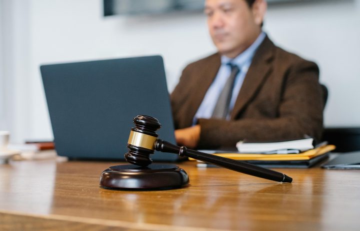 lawyer looking at his laptop